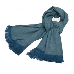Manta mixta lana,diseño espigas azul,tamaño 120 x 180 cms,con presentación de regalo
